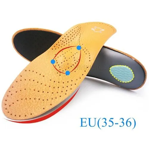 Unisex Leather Orthopaedic Orthotic Insole for Flat Feet Arch Support Shoes