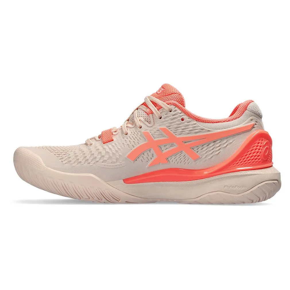 Women's Gel-Resolution 9 Tennis Shoes Pearl Pink and Sun Coral