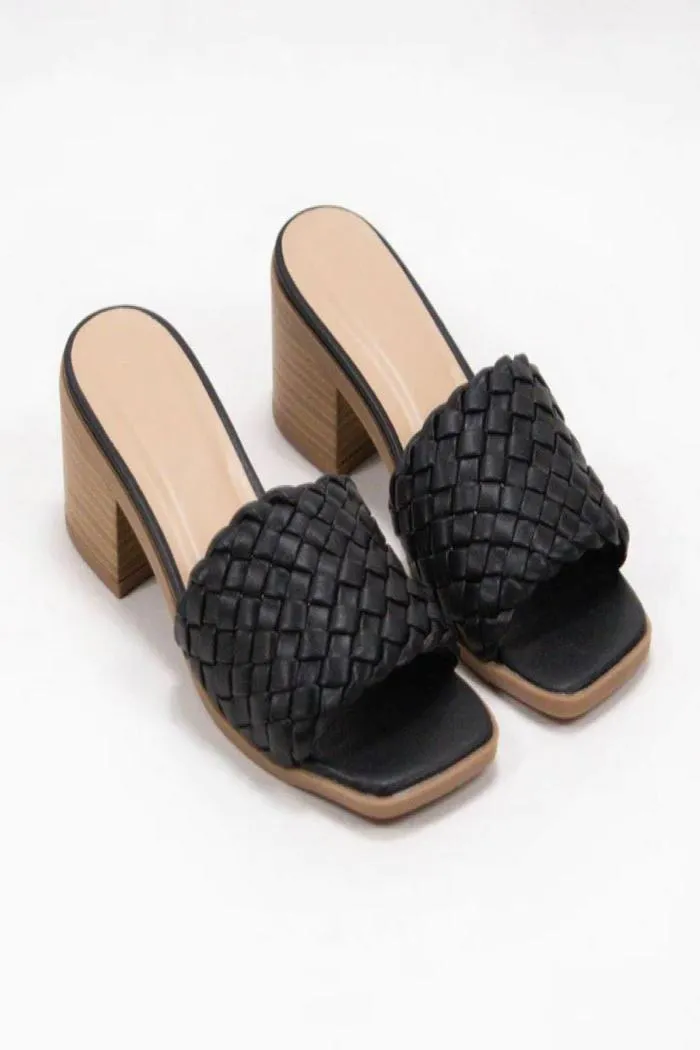 Woven Kitten Heeled Mule